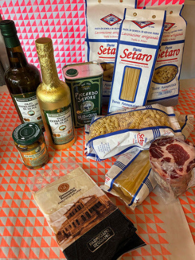 4Cose or 4 things - Cheese, Pasta, Olive Oil, Salami