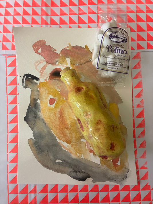 Myfanwy Macleod Ceramic Potato Flask,Pelino sugared almonds, Watercolour