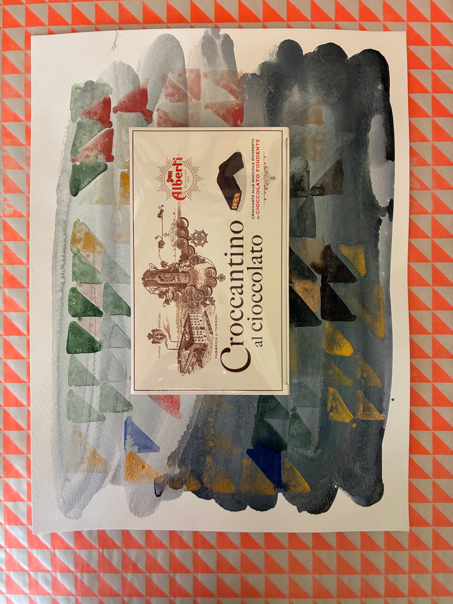 Watercolour with Alberti Croccantino al cioccolato biscuits
