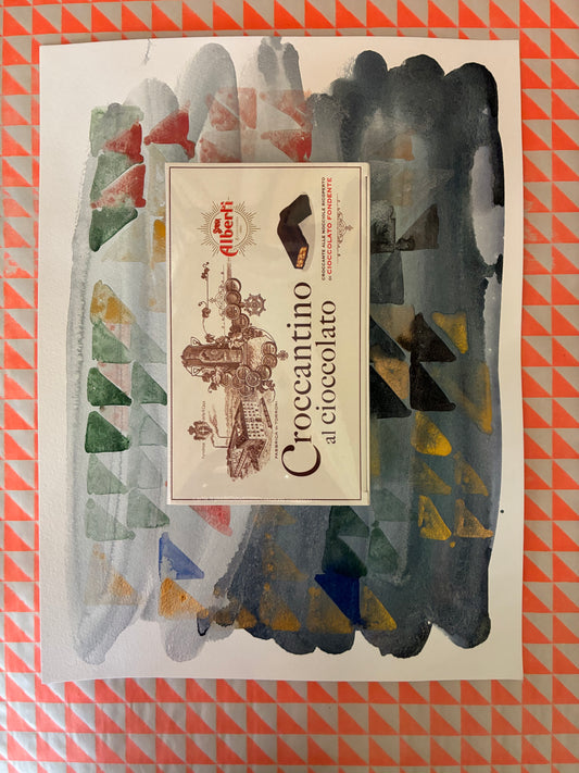 Watercolour with Alberti Croccantino al cioccolato biscuits