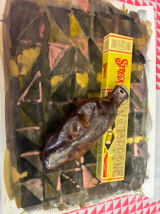 Myfanwy Macleod Ceramic Potato Flask, Strega Pan di Torrone, Watercolour